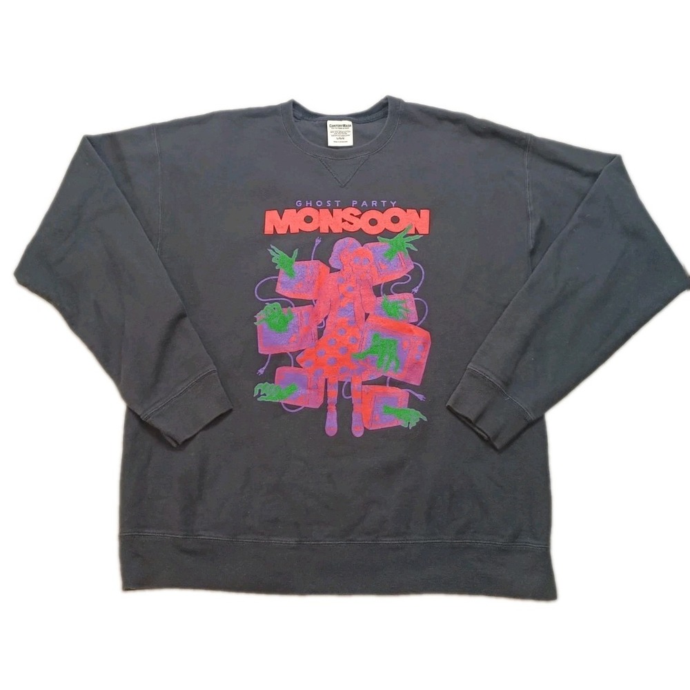 Ghost Party Monsoon Black Sweatshirt Women's Large Comfort Wash